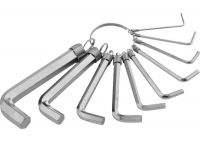 Набор ключей имбусовых HEX, 1,5–10 мм, CrV, 10 шт., никелированный, на кольце SPARTA 112685