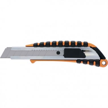 Нож, 18 мм выдвижное лезвие металлическая направляющая, метал. двухкомпонентный корпус SPARTA 78982 ― SPARTA