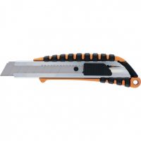 Нож, 18 мм выдвижное лезвие металлическая направляющая, метал. двухкомпонентный корпус SPARTA 78982